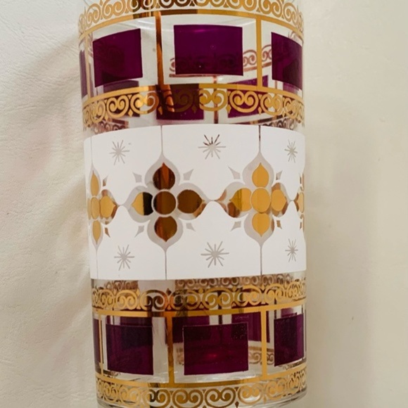 Gold Mid century  Gold and Purple glasses of 4 - Picture 1 of 9